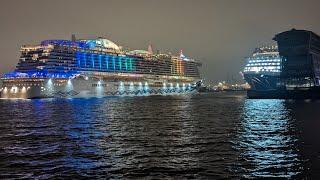 Auslaufen AIDA Nova aus Hamburg | Horn Battle zwischen Aida Nova und Queen Victoria