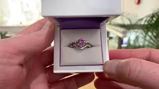 V Shaped Pink Sapphire and Diamond Wedding Ring