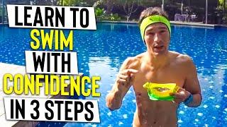 LEARN to swim CONFIDENT, FLOAT & BE WATER SAFE in 3 Steps - Tutorial for BEGINNERS (Breathe relax)
