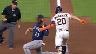 MLB | Astros Player Tries To Hit Ball Out Of Fielder's Glove