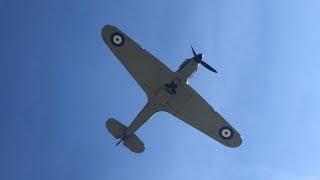 WW2 Hurricane fly past & ex-Prudhomme FC test run at Santa Pod Raceway, Dragstalgia 2022