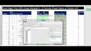 Excel Magic Trick 1339: Create Alphabet A – Z: Formula, Power Query, or Custom List?