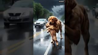 Mother Dog’s Brave Act to Save Her Injured Puppy ️ #shorts