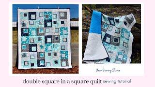 double square in a square quilt sewing tutorial - easy modern quilt tutorial