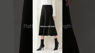 Minimalist Chic A-line Stretch Knit Midi Skirt | SKYE