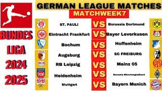 Bundesliga FIXTURES TODAY - MATCHWEEK 7 - BUNDESLIGA FIXTURES 202425 - GERMAN LEAGUE FIXTURES