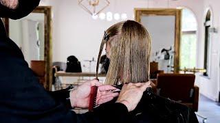 How To Cut Course Thick Hair One Length Without It Looking Thick #ThickHair