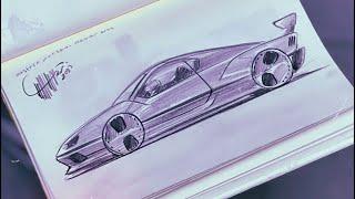 How to sketch a modern sharp supercar