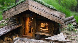 4 Spring Days: ALONE building an UNDERGROUND HOUSE in the Woods