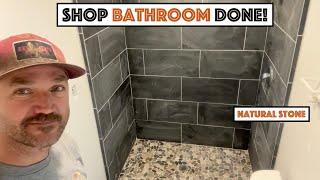 Shop Bathroom Done! Natural Stone Shower,  Antique Dry Sink Vanity! (Looks Amazing!)