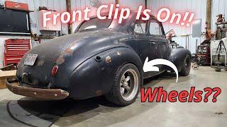 40 Chevy Coupe Front Clip is on + Possible Wheel Selection!!