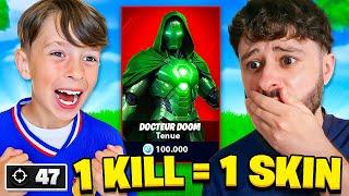 1 KILL = 1 SKIN SAISON 4 GRATUIT pour MON PETIT FRÈRE ! (9 ans)