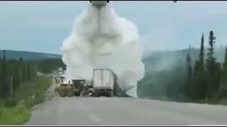 Canadair water drop on truck