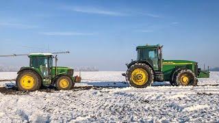 SUGAR BEET TRANSPORT - loading the 12x John Deere Tractors | Zuckerrüben Verladen 2018