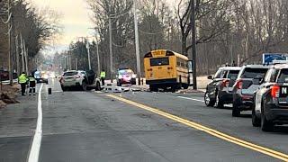 School bus crash closes road in Cheshire