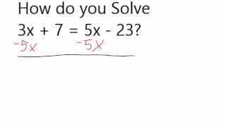 Solve 3x + 7 = 5x -  23