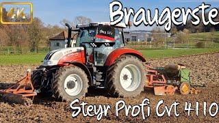 [4K] Steyr Profi Cvt 4110 Aussaat Braugerste 2024 Amazone D 7 & Howard  @landfreakoffiziel