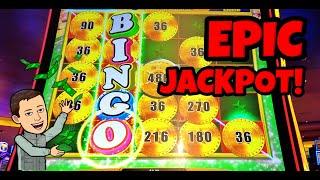 BRAND NEW! EPIC MASSIVE MEGA JACKPOT on Bingo Frenzy Stampede Slot! HANDPAY!