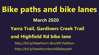 Main Yarra and Gardiners Creek Trail bike paths and road bike lanes