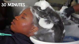 The Most Relaxing Hair Spa | Will Put You To Sleep   Silk Press Spa Treatment on 4B/4C Hair 🫧