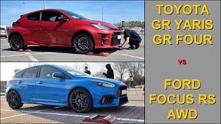 SLIP TEST - Toyota GR Yaris GR Four vs Ford Focus RS AWD - @4x4.tests.on.rollers