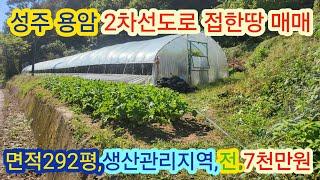 [4082]성주땅 매매,2차선 도로접한 땅매매,성주군 용암면 상신리 주택지,주말농장매매 (292평)7천만원[성주부동산]