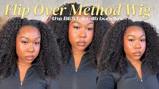 I Found The BEST Natural Curly Hair !?! |  Ivy Flip Over Method Wig With 4b/4a Curly Bundles