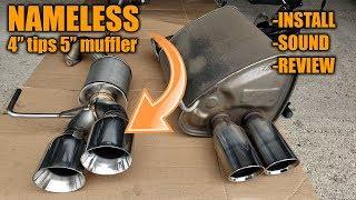 Nameless Axleback 4" Tips 5" Muffler- Install, Sound Comparison, Review in a 2017 WRX