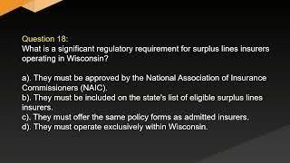 Wisconsin Surplus Lines Insurance Claims Handling Exam Free Practice Test And Answer