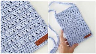 Crochet a handbag quickly and easily for a phone from one skein