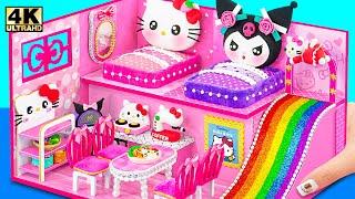 Make Hello Kitty House with Two Bedroom, Purple Bed for Kuromi, Rainbow Slide ️ DIY Miniature House