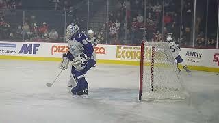 Syracuse Crunch goalie Matt Tomkins warms up 3/6/24