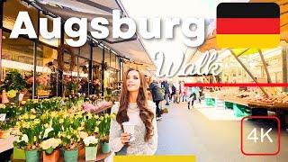 Explore Augsburg, Bavaria Germany - Walking Tour 4K City Center Street Walk 