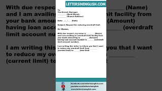 Request Letter to Bank for Decrease Overdraft Limit