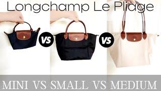 Longchamp Le Pliage Mini vs Small vs Medium What fits, Strap conversion, Folding the bags, Mod shots