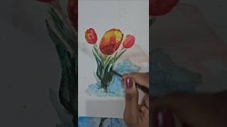 How to paint tulips #watercolor #painting #art #shorts #paintingoftheday #artwork #flowers #fun #art