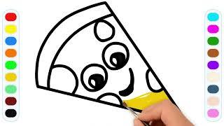 COLORIAGE PEINTURE Pizza Souriante et dessiner & Planète coloriage