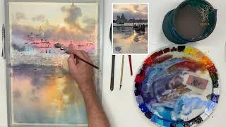 Watercolor lesson preview - "Sunset over Venice"