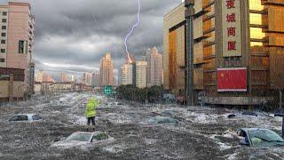 Right now in Guangdong, China! Cars floating, flash floods submerge 130 cities