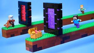 What If You Build All Sizes Nether Portal All Color In Minecraft | Lego Minecraft Animation