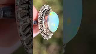 Ethiopian Welo Opal Ring with Flower Petal Frame. *Video*