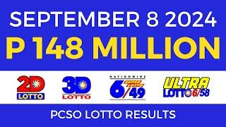 Lotto Result Today 9pm September 8 2024 | PCSO Complete