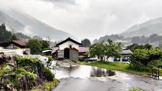 4K Walk Japan Countryside Village Relaxing Walk in The Rain, Binaural Rain & Nature Sounds