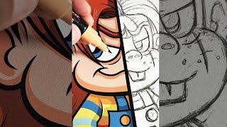 Drawing Chucky But In 2 Different Styles!  | Pt.1 #drawing #shorts #halloween
