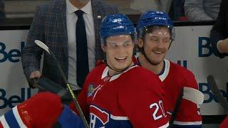 Juraj Slafkovsky Laughing After Falling Off The Bench