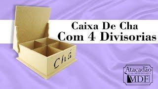 Caixa de Chá Com 4 Divisoria Mdf 6mm Madeira