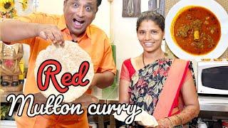 Red mutton curry with Jowar war Ki Roti,  Telangana recipe Farming with Vahchef Mutton Curry