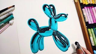 How to Paint a Dog Balloon Animal with Oil pastel #68 Step by Step  _ Relaxing Drawing