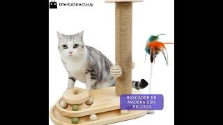 Poste Rascador Para Gatos Juego Con Pelotas Interactivo