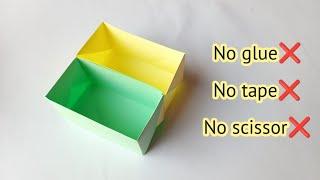 Origami box divider|Paper divider box|Paper box no glue|No glue paper craft|No glue box